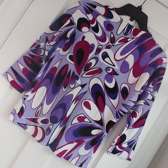 Avvenire Purple Burgundy 3/4 sleeve top cardigan - Picture 2 of 7